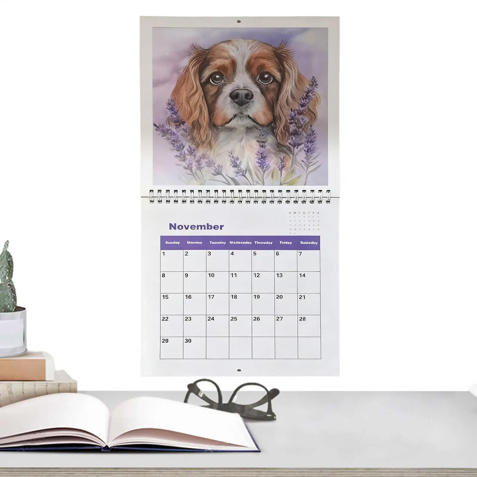 Calendário do cão 2026 adorável marrom filhote de cachorro calendário de mesa bonito dos desenhos animados filhote de cachorro planejador 12 meses calendário de parede para amante dos animais