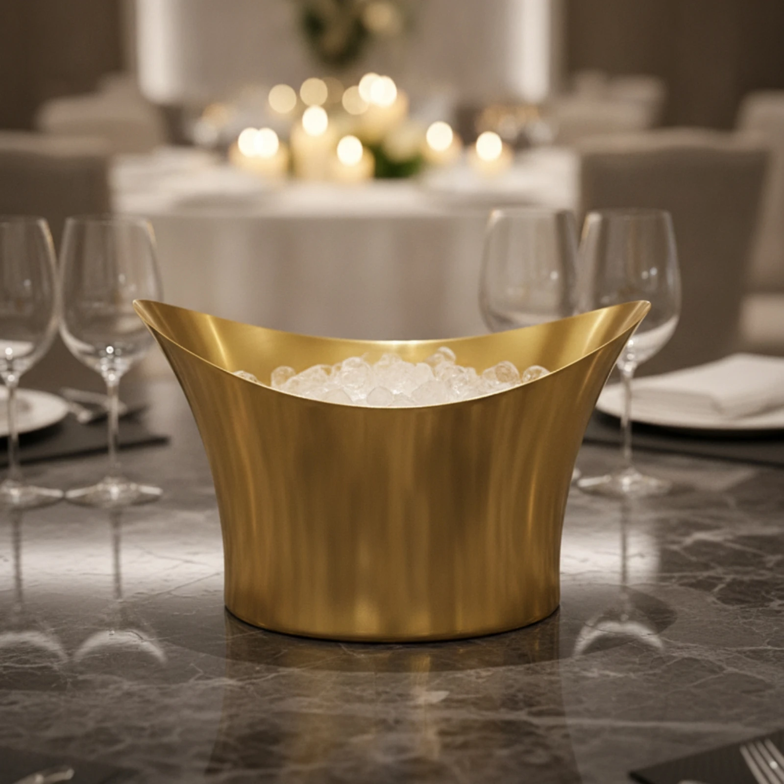 Stainless Steel Champagne Container Large Stainless Steel Ice Container Beverage Chiller with Flared Rim Long-Lasting Sleek