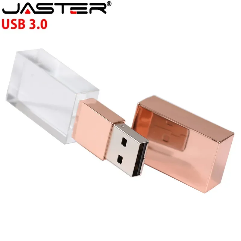 JASTER Usb 3.0 New Custom LOGO Crystal Memory Flash Drive with Gift Box 4GB 8GB 16GB 32GB 64GB (Over 10pcs Free Logo)