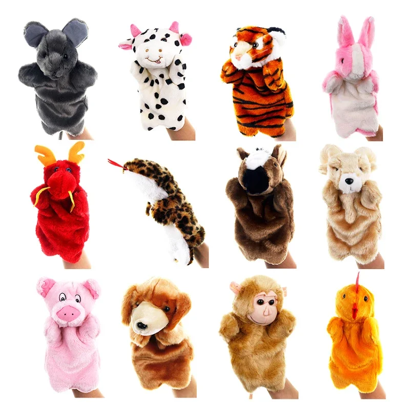 12 Zodiac Hand Puppet Stuffed Animal Muppet Finger Glove Plush Doll Toy Parent Child Early Learning Educational Role Play Props