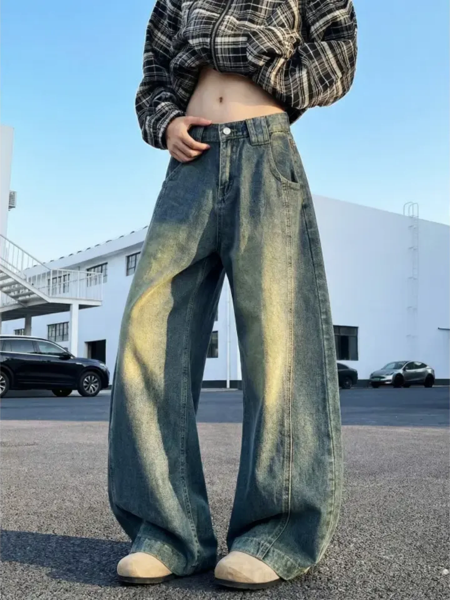 

American Sle Loose Men's Jeans Knife Pants Wide Leg Trendy Casual Cotton Polyester Blend Spring Autumn Wear for Men
