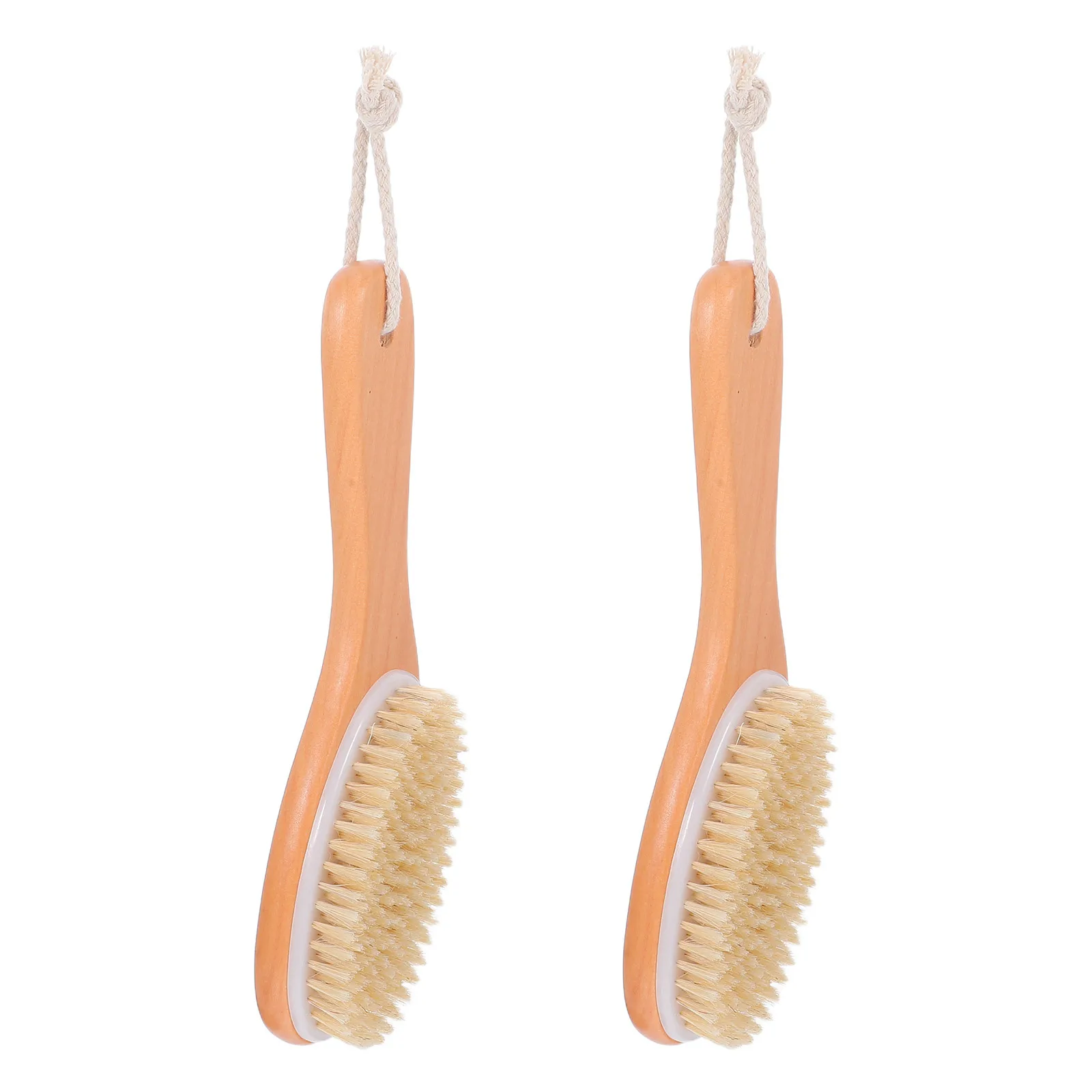 

2Pcs Exfoliating Body Brush Long Handle Spa Massage Scrubber for Back and Body Deep Cleaning Gentle Bristles Wood Handle Bath