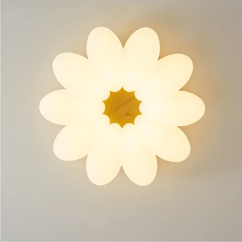 Nordic Cream Chandelier Ceiling Lamp Creative Petal Master Bedroom Eye Protection Ceiling Lights Warm Living Room Main Lamp