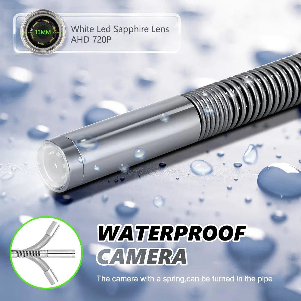 10 متر كابل 13 مللي متر كاميرا فحص الأنابيب مع وظيفة DVR استنزاف المجاري نظام المنظار الصناعي 9 "رصد