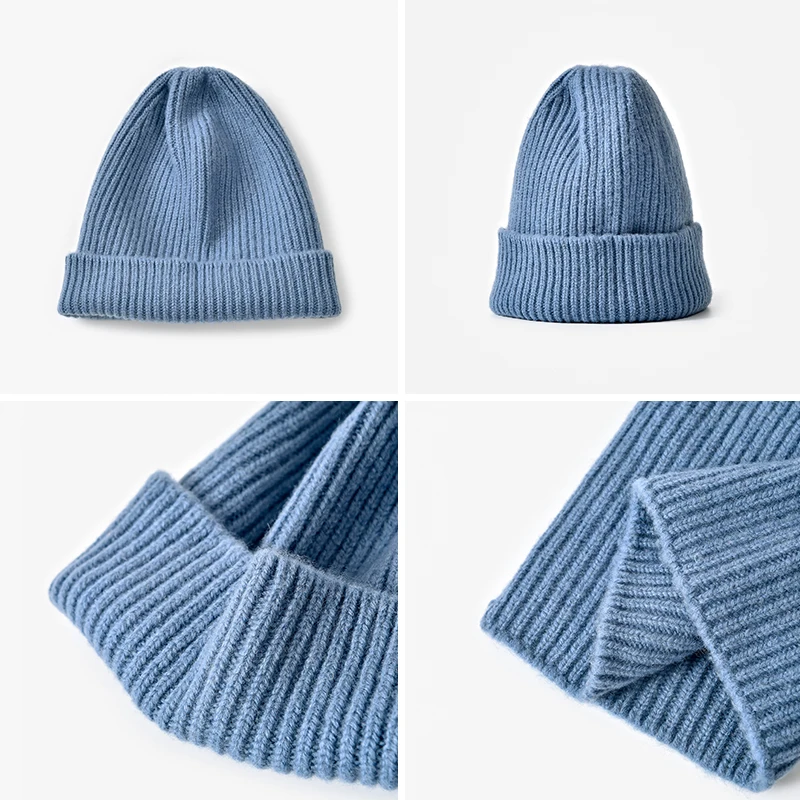 BeauToday Winter Beanie Women Knitted Woolen Solid Color Windproof Female Warm Outdoor Adjustable All-match Unisex Hats 96503