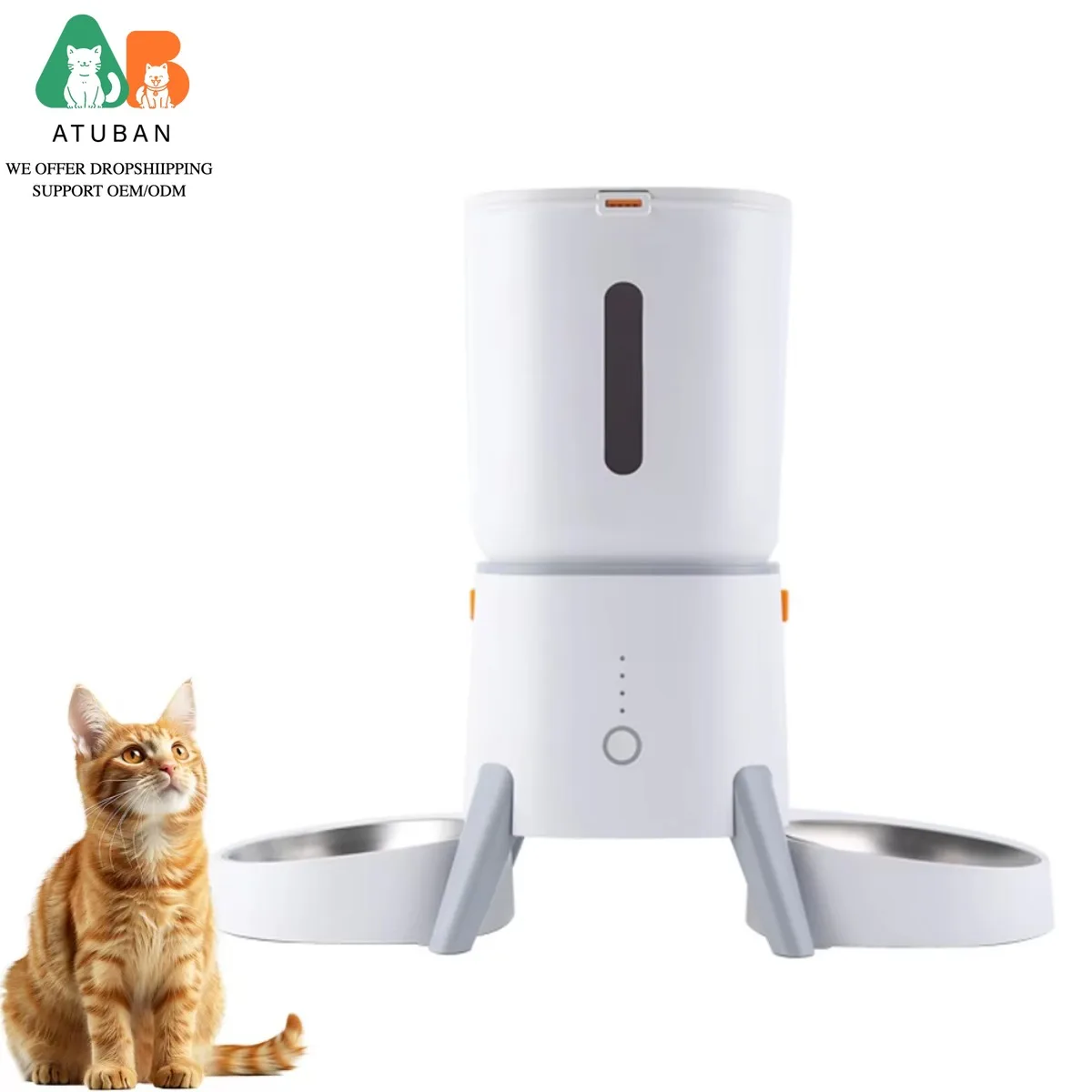 

ATUBAN Автоматический дозатор корма для домашних животных Умная кормушка с двойным питанием Резервная батарея Обеспечивает бесперебойное расписание еды