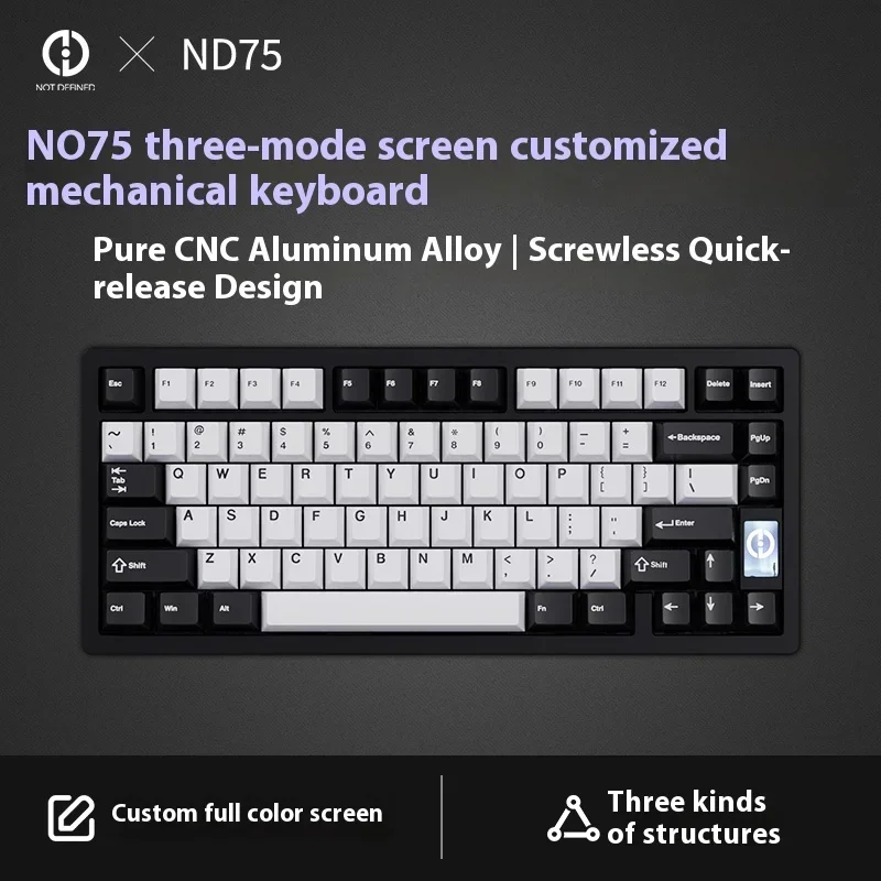 Not Defined Nd75 Keyboard Three Mode Aluminum Alloy Keyboard Custom RGB 2.4G Mechanical Keyboards For Win/Mac/Linux Desktop Gift