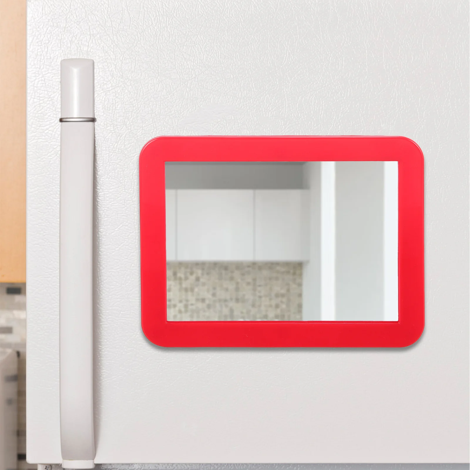 

2Pcs Magnetic Makeup Mirror Rectangular Portable Vanity Mirror for Locker Bathroom Office Cabinet Travel Red Makeup Mirrors