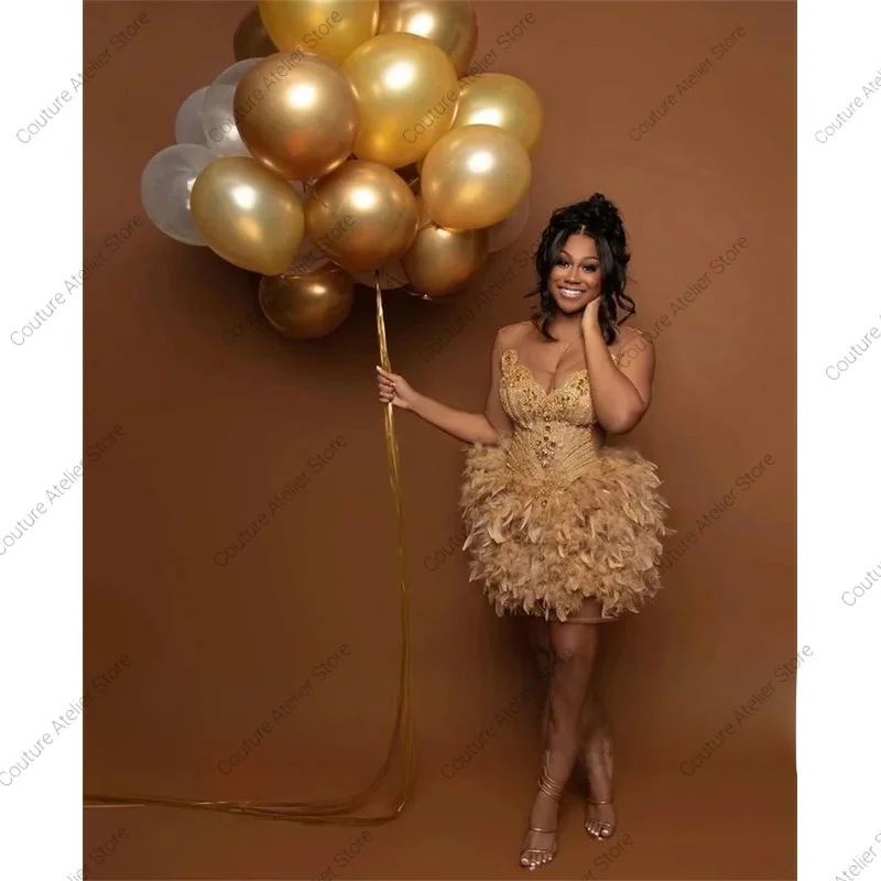 Vestido de fiesta con diamantes dorados y purpurina para niñas negras, cuentas brillantes, diamantes de imitación de cristal, fiesta de cumpleaños, cóctel, personalizado para personas mayores