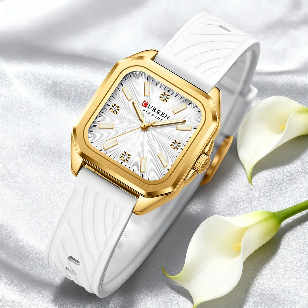 

CURREN шикарные элегантные женские часы с квадратным минималистичным циферблатом и светящимися стрелками, роскошные простые кварцевые наручные часы для женщин