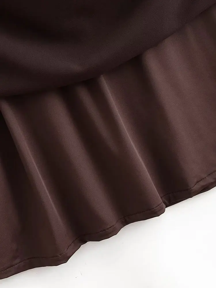 فستان سهرة للخريف من NLZGMJS بتصميم مطوي فساتين سادة للنساء بدون أكمام فستان طويل أنيق ميدي