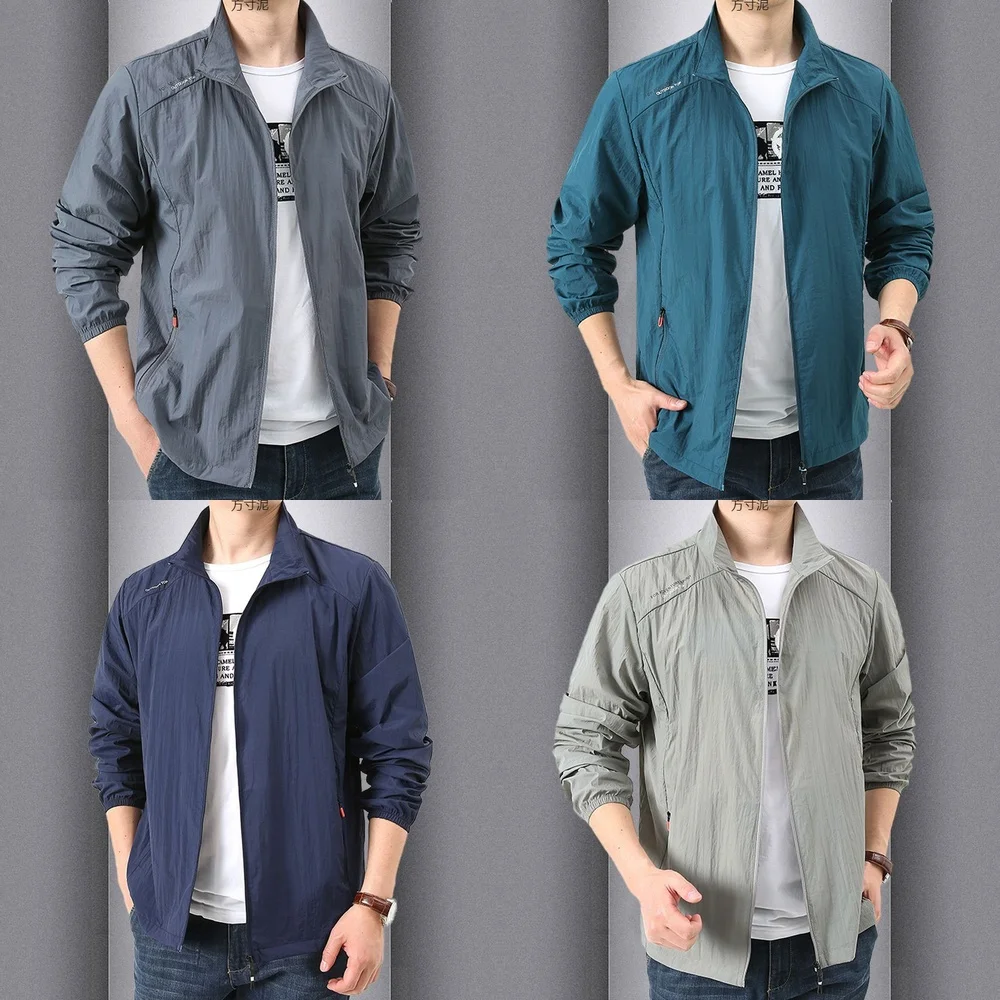 

Windbreaker Jacket Men's Lightweight Windbreaker Jacket Breathable Casual Stand Collar Outdoor Quick Dry Sports Coat