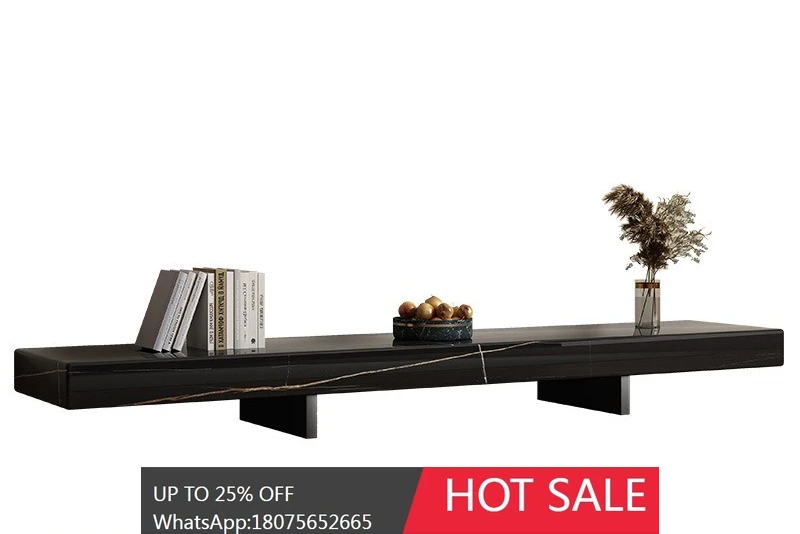 

HLZ Rock Slab TV Cabinet and Coffee Table Set Modern Minimalist Small Apartment Light Luxury Floor Cabinet
