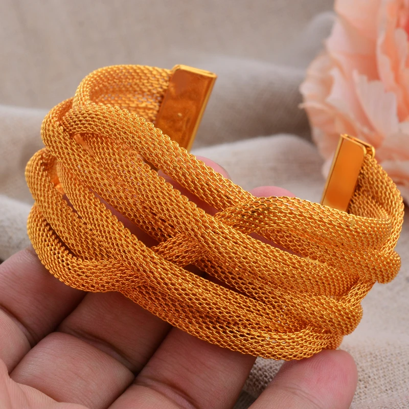 Ethiopian Gold Color Bangles For Women Girls Dubai Bridal Wedding Bracelets Moroccan African Jewelry Gift