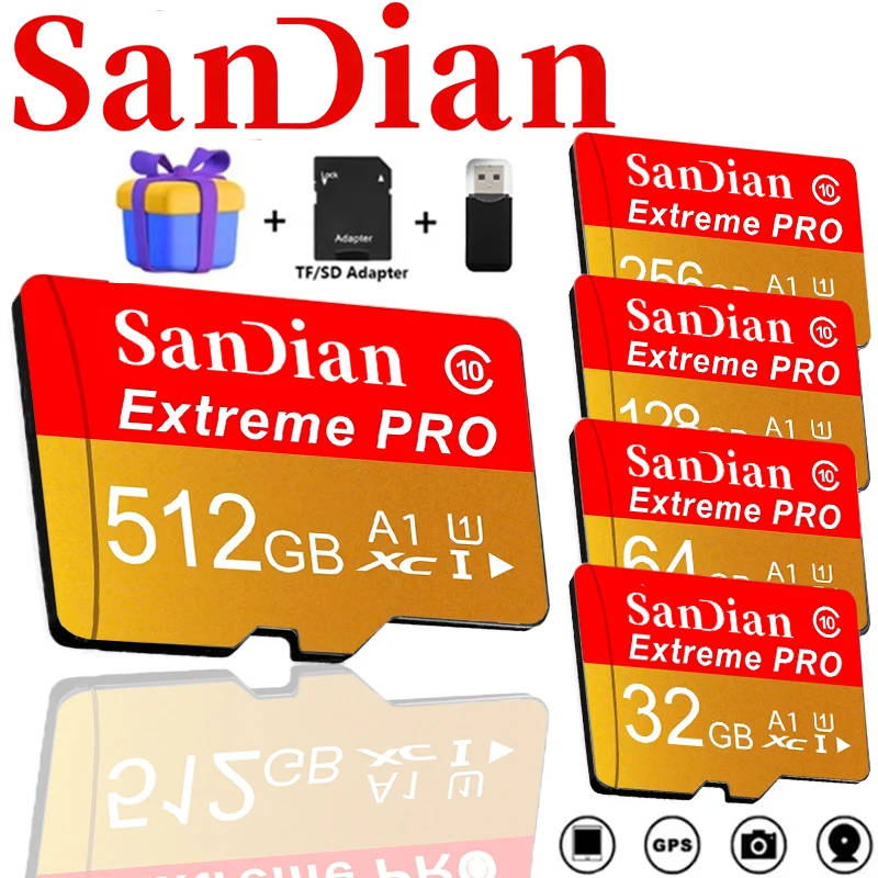 

Premium SD Cards 512GB 128GB 64GB 32GB Memory Card TF Cards Micro TF SD Card Shockproof V10 for Smart TV/Tablet/Phone