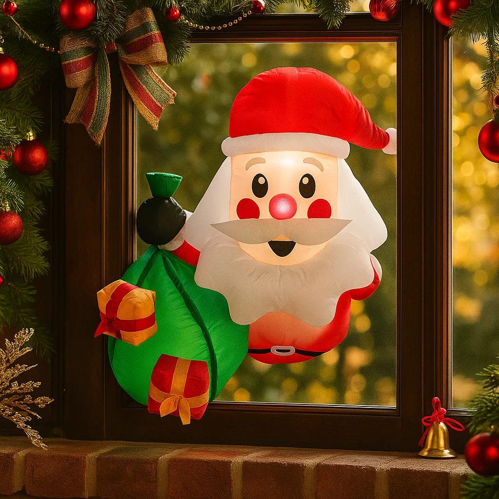 1 متر/3.2FT نفخ سانتا كلوز تسلق نافذة LED أضواء ديكور المنزل لعبة ساحة عيد الميلاد عطلة لوازم في الهواء الطلق زخرفة الحفلات
