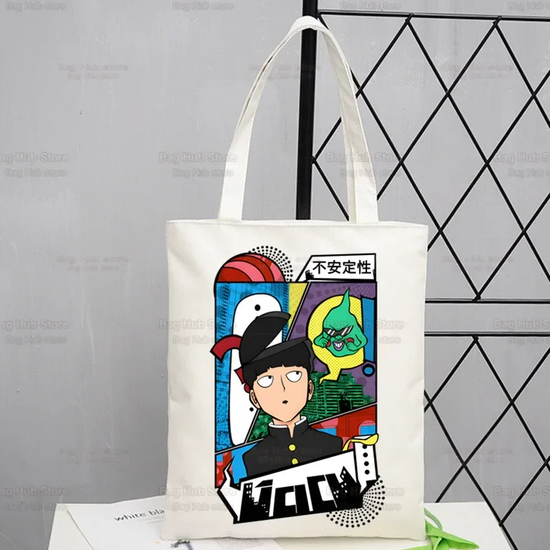 

Mob Psycho 100 Canvas Shoulder Tote Bag Women Shigeo Kageyama Handbags Eco Reusable One Anime Manga Shopping Bag Ulzzang Bags