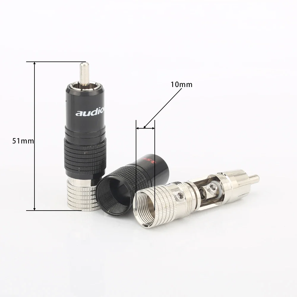 Audiocrast Rhodium Plated RCA Terminal Audiophile Connector DIY No Solder Required High Fidelity Audio Cable Accessory