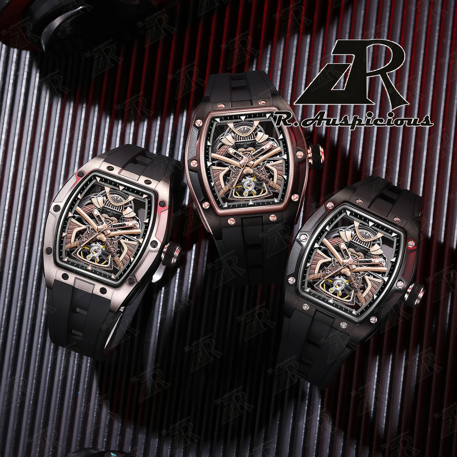 42x55mm Tonneau-Shaped Flywheel Men Stainless Steel Sporty Watch Skeleton Hollow Automatic Mechanical Movement Green Luminous