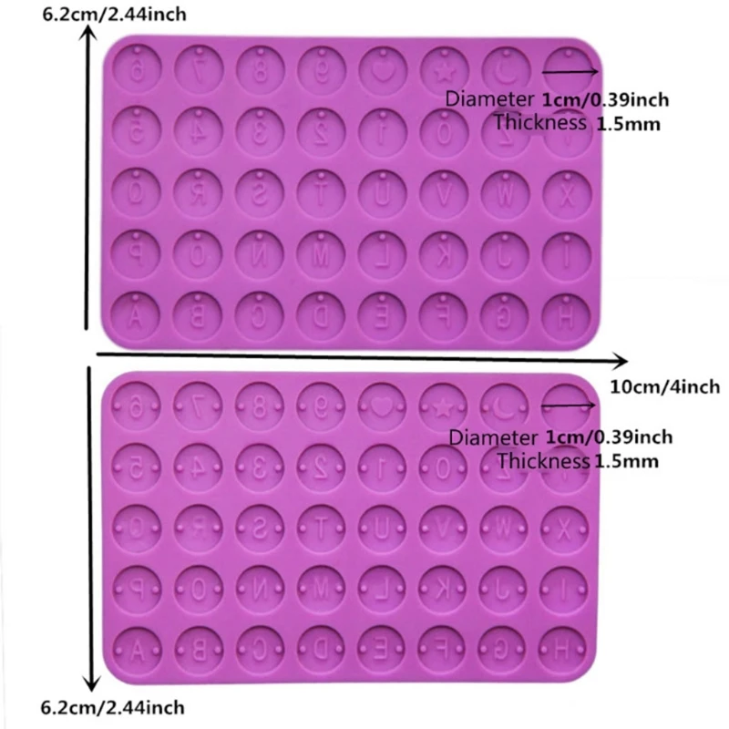 Moldes de silicone para chaveiro com letras redondas e resina epóxi moldagem