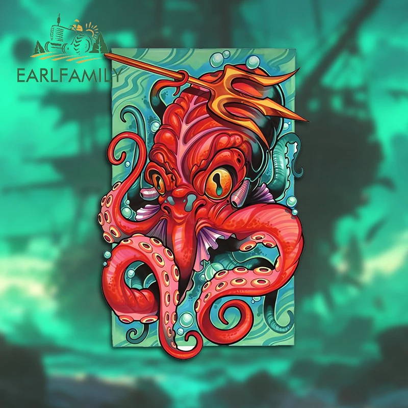 

EARLFAMILY 13cm X 8.9cm For Octopus Graffiti Art Tentacle Car Stickers Vinyl Car Styling Decals Occlusion Scratch Bumper Helmet