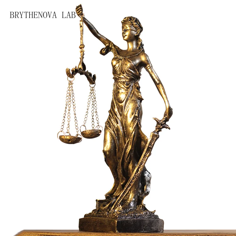 Aqumotic Greece Justitia Justice Fair Goddess Retro Craft Accessories Home Decoration European Creative Retro Cafe Sculpture