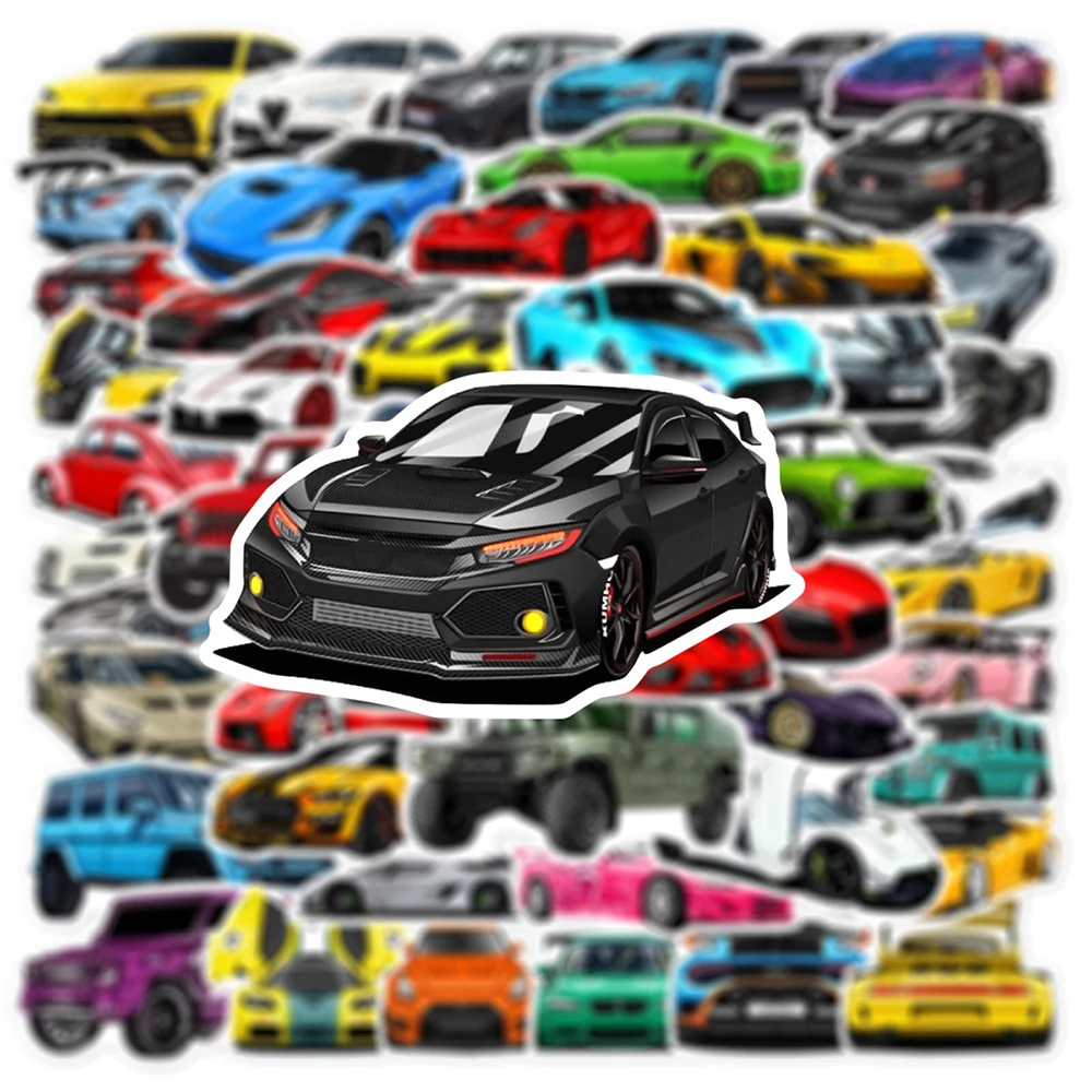 10/30/50 Stück Coole Cartoon Supercar Aufkleber Nachrüst-Rennwagen Graffiti-Sticker DIY Gepäck Gitarre Handy Fahrrad Dekoration