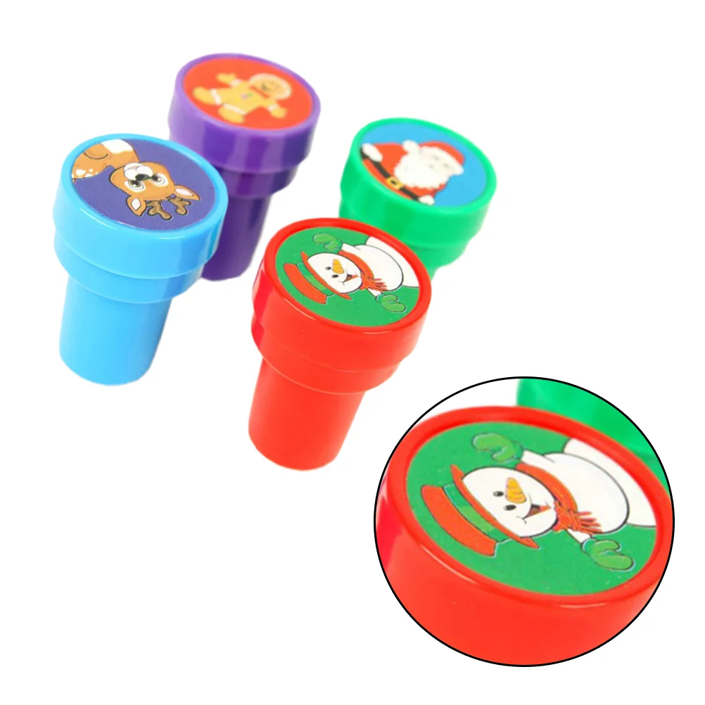 4pcs Cartoon Stamps Christmas Pattern Seals Design Stampers Party Favors Kids Gifts for DIY Craft Christmas stamper