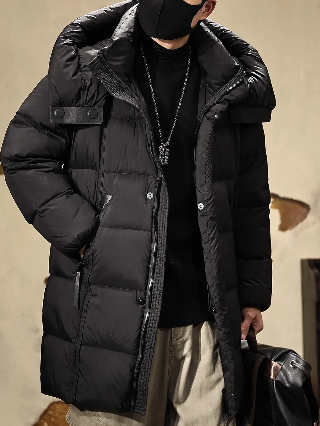 

Мужская зимняя куртка-пуховик большого размера в американском стиле, модная, теплая, утолщенная, средней длины, с воротником-стойкой, верхняя одежда