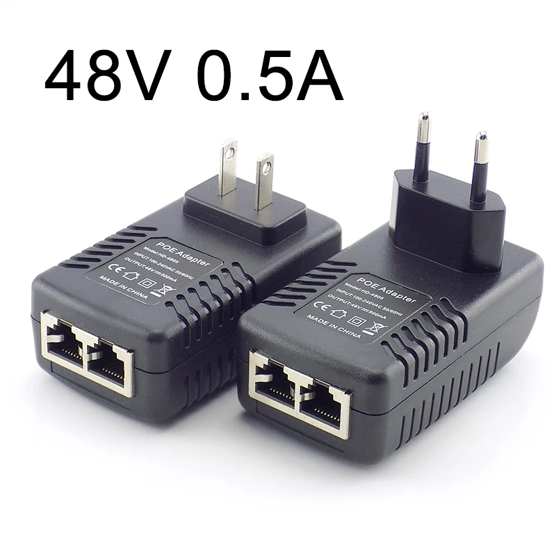 DC 48V 0.5A 24W POE Power Adapter Injector Switch Wall Plug for IP Camera Wifi CCTV Surveillance US EU Plug D5