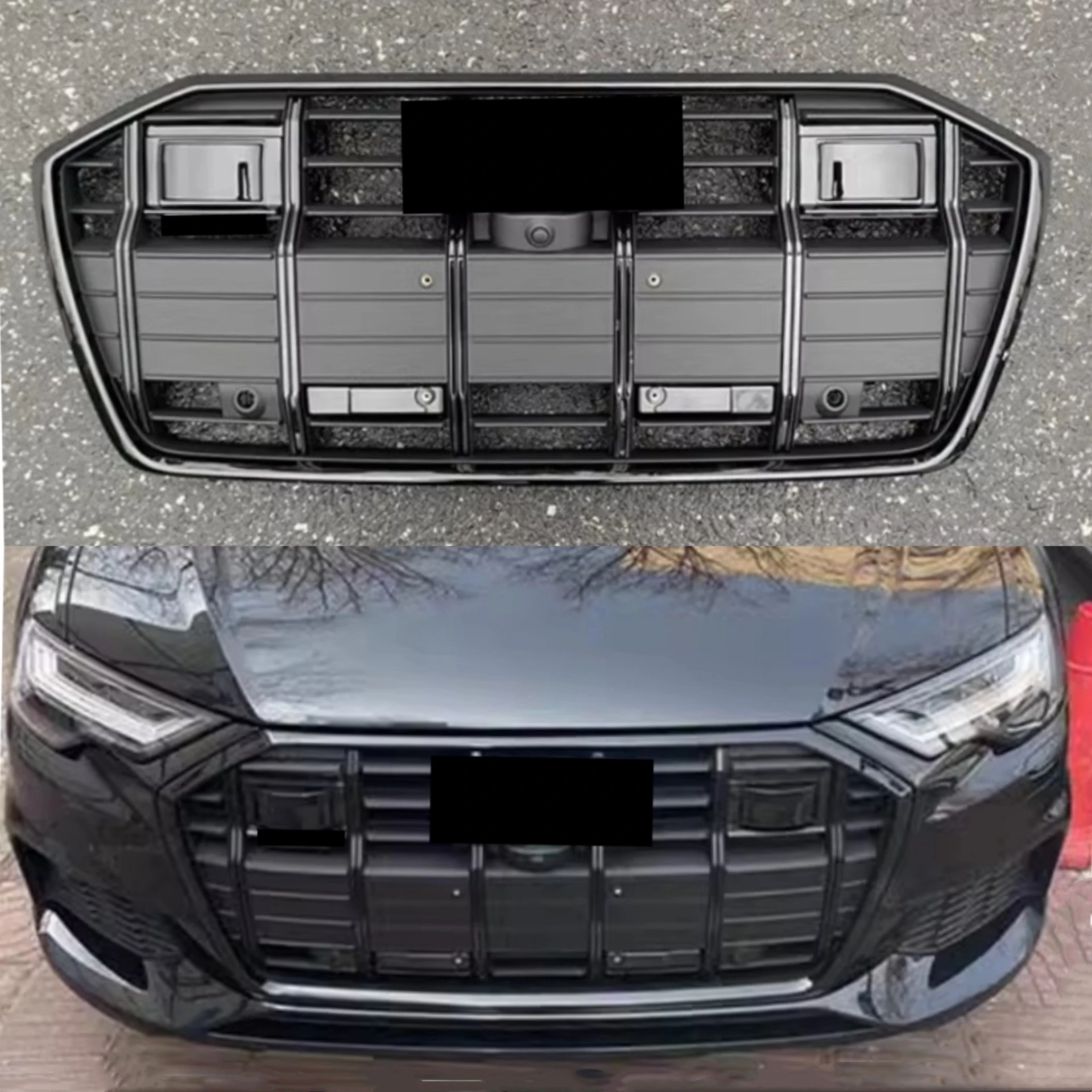 Black Grille Front Bumper Net for Audi A6 C8 Allroad 20-24 Modified Deluxe Radiator Grill Mask Body Kit Car Accessories