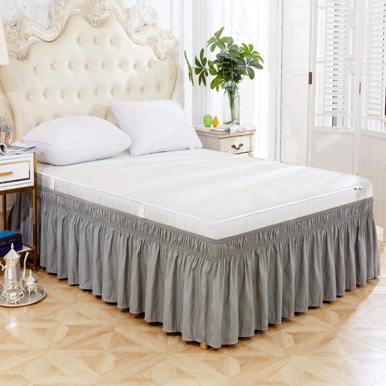 

Solid Color Elastic Bed Skirt, Wrap-Around Stretch Fitted Sheet for Mattress - Easy to Install, Wholesale Price