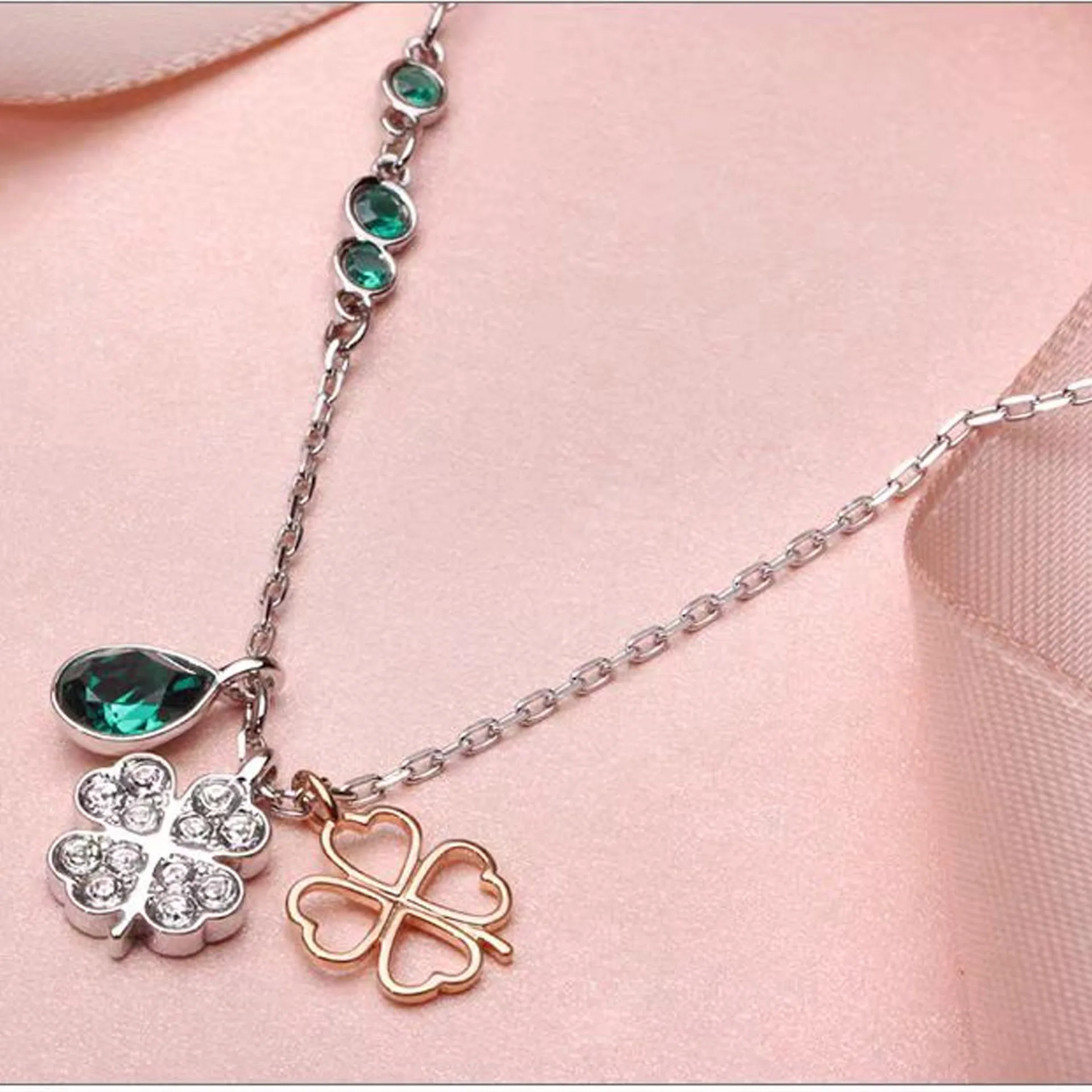 2025 موضة جديدة محظوظة للنساء قلادة أقراط سوار قابل للتعديل خاتم الأصلي مجموعة مجوهرات رائعة هدية رومانسية