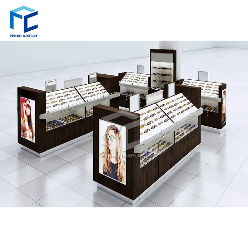 2025customized.Best Selling Fashion Shop Decoration Design Mall Eyeglasses Display Rack Glasses Kiosk Sale Optical Kiosk Des