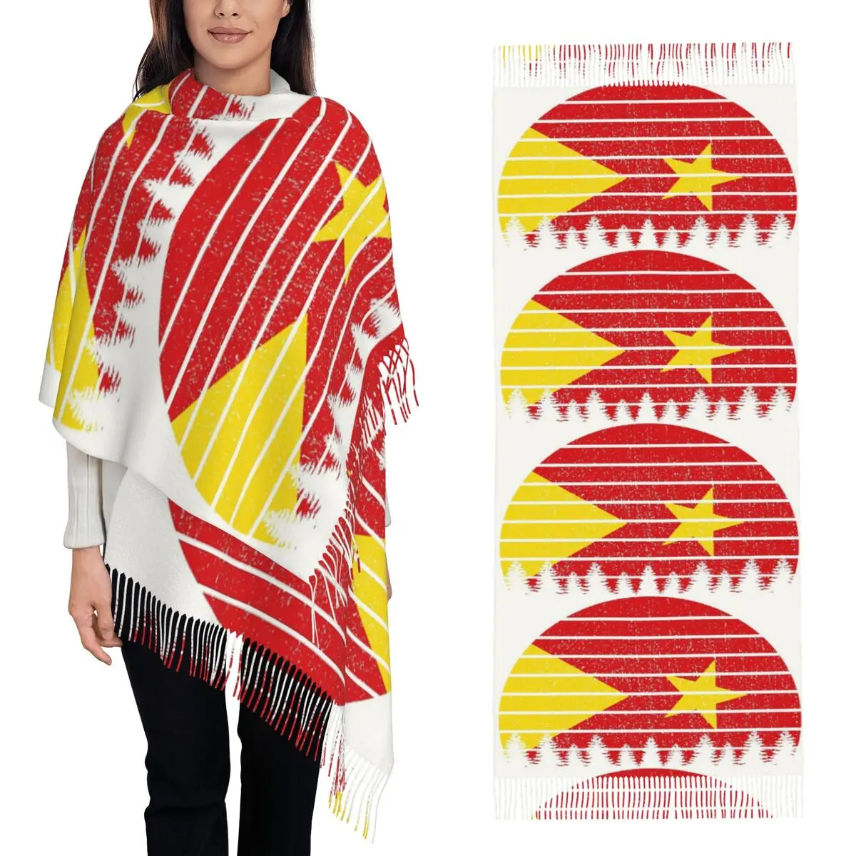 

Винтажный тигровый гордый флаг, эфиопский тигровый шарф, шарфы с кисточками для женщин, теплые шали и накидки, большая осенне-зимняя шаль, накидка