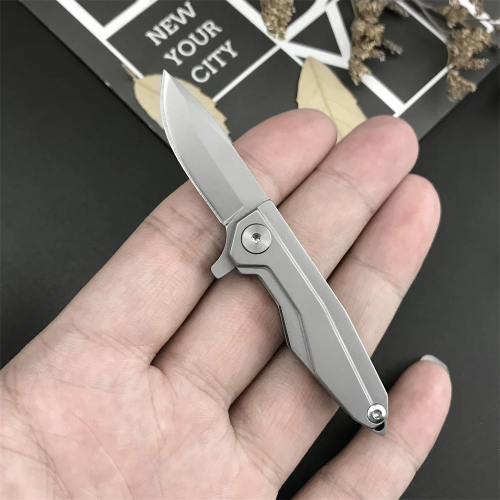 Pocket Mini Folding Knife D2 Blade Stainless Steel Handle Small Lightweight Pocket Knife Multifunctional Outdoor Rescue Tool