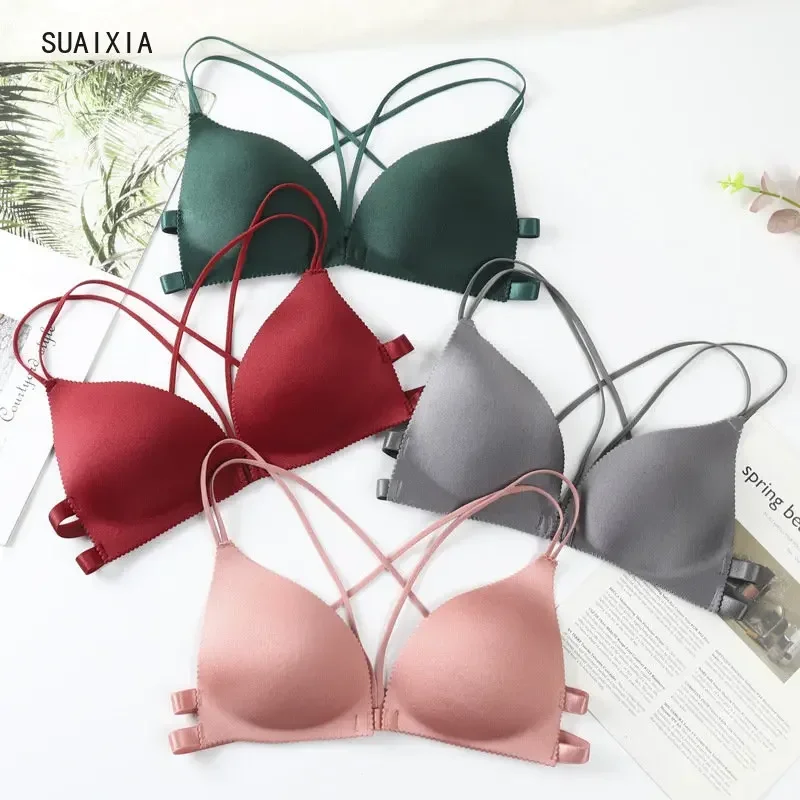 Seamless Women Hollow Out Bra for Women Wireless Thin Underwear Sexy Lingerie Soft Bras Bralette Multi-color Sponge Pad