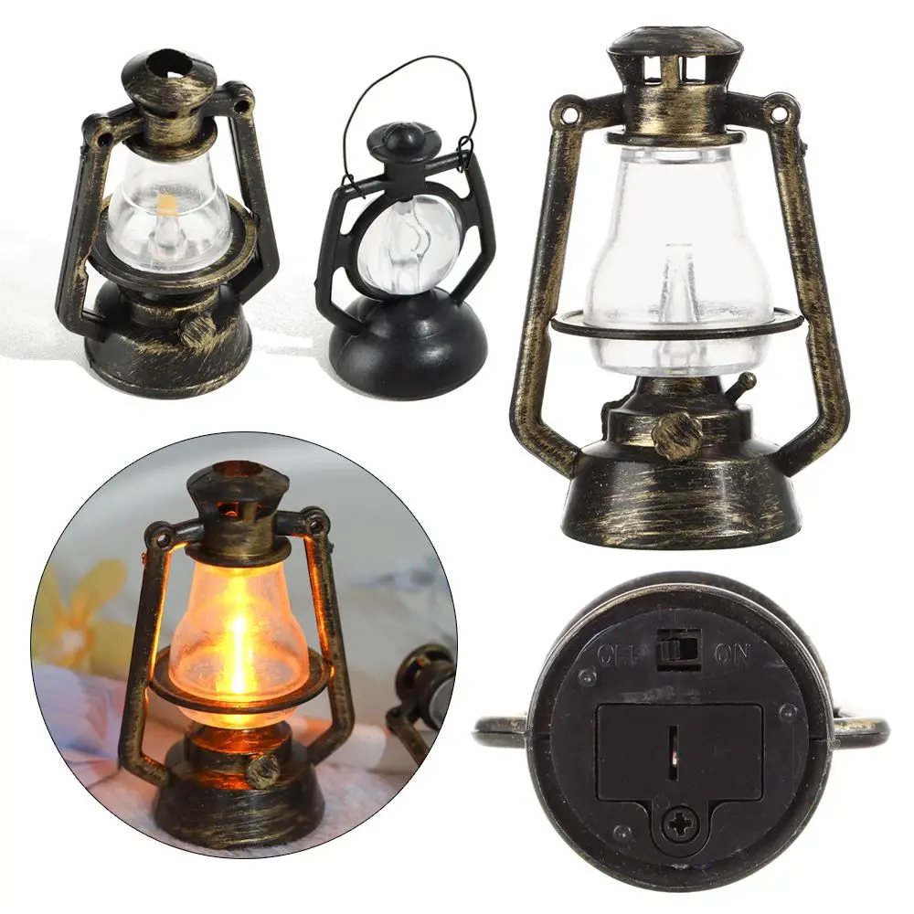 Styl retro mikro element dekoracji krajobrazu dla lalek Mini latarnia naftowa ozdoby sceniczne miniaturowa lampa naftowa akcesoria do domku dla lalek