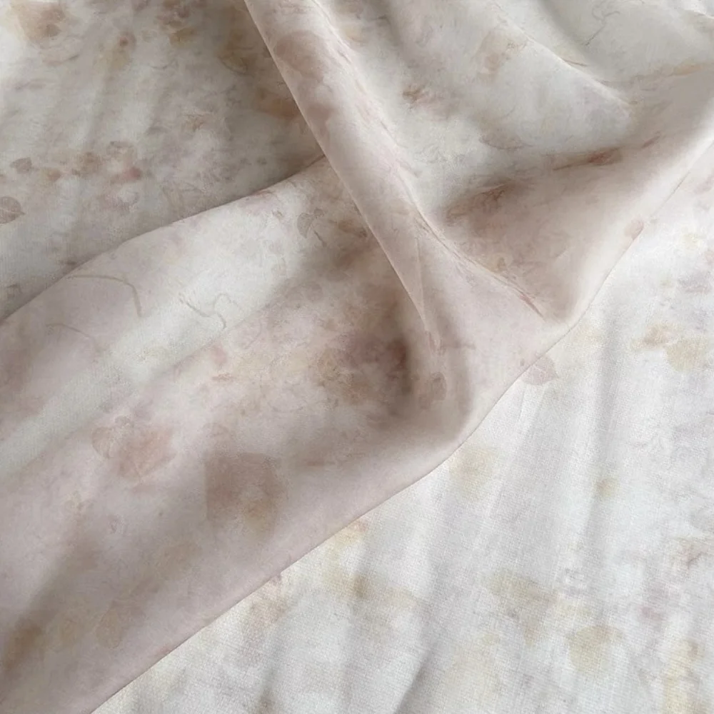 Fashionable Excellent Printing Design Woven Stiff Breathable Feeling Silk Organza Fabric for Women Custom Wedding Dress