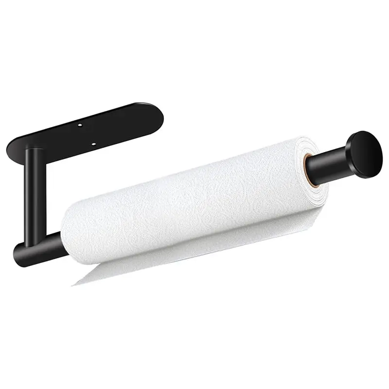 

B08B-Black Closet Stainless Steel Paper Towel Holders-Paper Towel Holder For Under Cabinet Self-Adhesive Or Punching Type