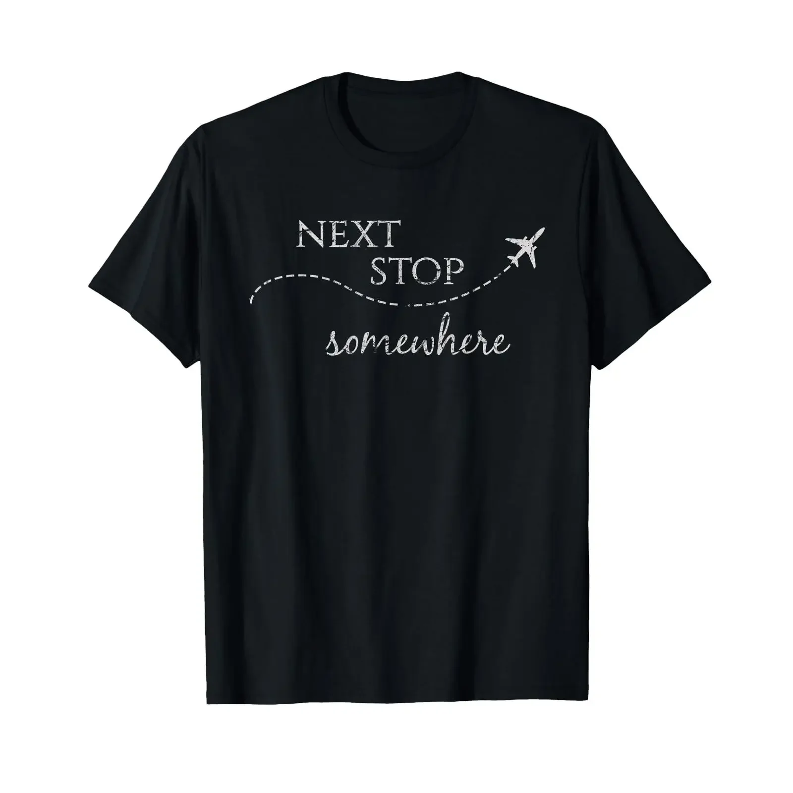 Camiseta con cita de viaje de aventura de Next Stop Somewhere World Traveler, camiseta vintage lavada para uso diario, gráfico, suave y versátil