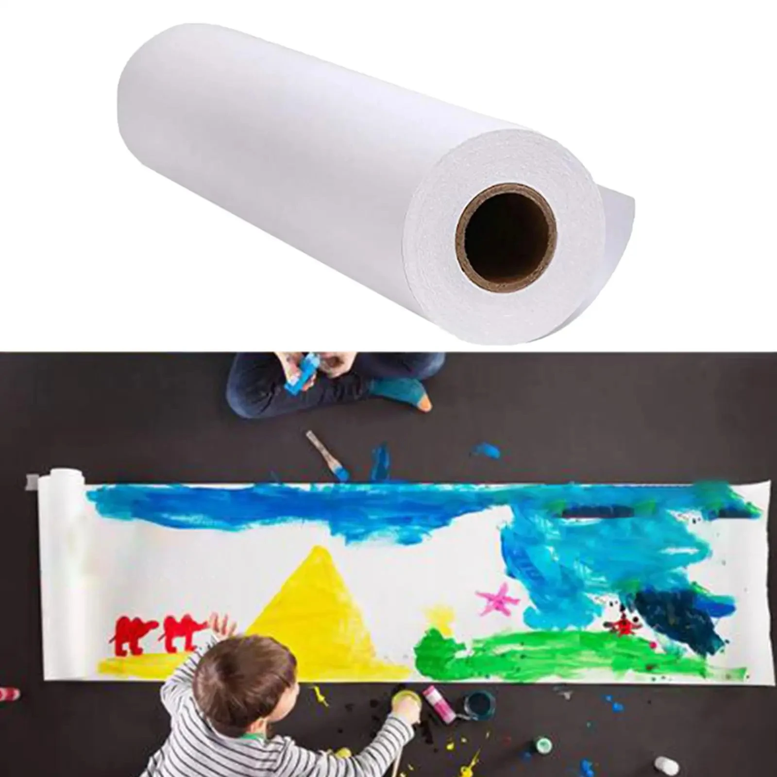 Rollo de papel Kraft para manualidades, papel reciclable para colorear y dibujar, suministros de arte para acuarela, color blanco, 30cm x 10m