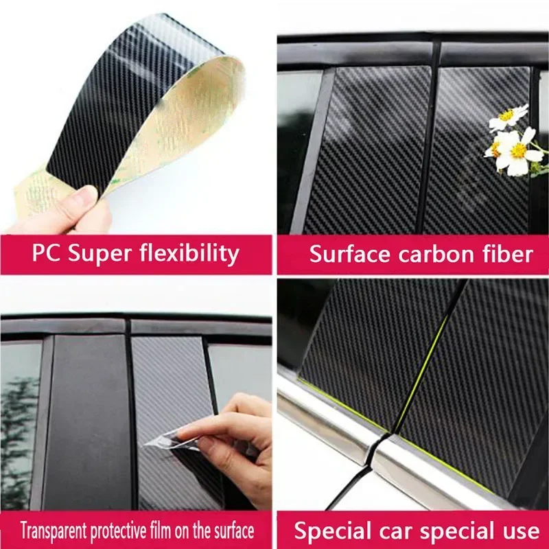 Car PC Material Pillar Post Cover Door Trim Window Molding Sticker For Ford Focus Sedan Hatchback 2006 2007 2008 2009 2010 2011