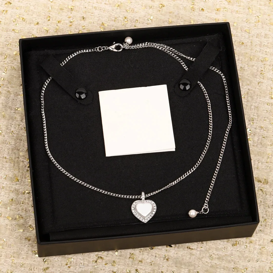 Elegante Designer argento cuore orecchini ciondolo collana di perle per le donne gioielli di qualità durevole festa di lusso bella alla moda