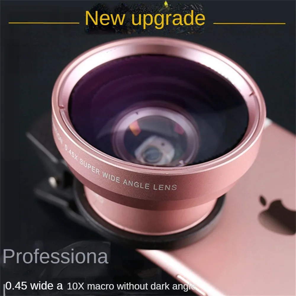 Phone Lens Clip External Zoom Professional 0.45x 49uv Factory Direct Sales Universal Red Lens Fisheye Wide Angle 37mm 2-in 1