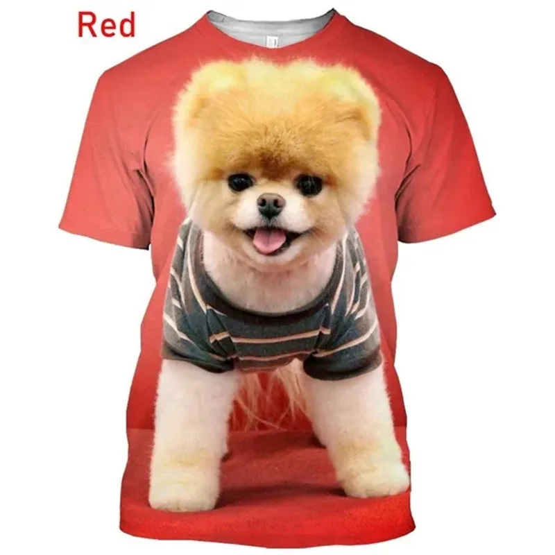 Cute Pomeranian Dog Graphic T Shirts Men Summer 3D Short-sleeve Printed Pet Tees Casual Round Neck Funny Animal Tshirt Tops