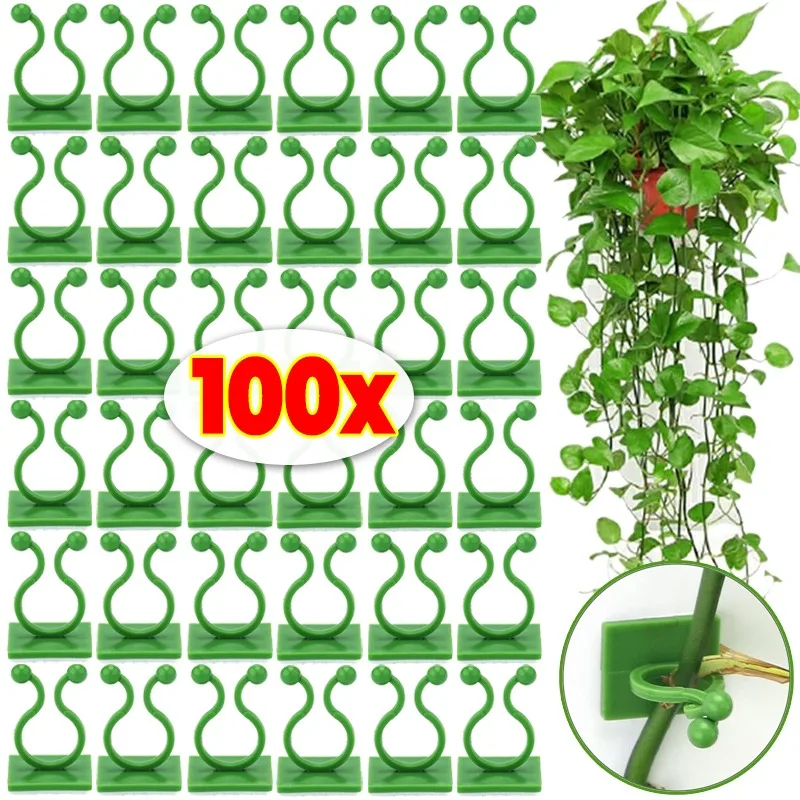 Plant Fixing Clips Plant Climbing Wall Fixture Clips Green Self-adhesive Vine Growth Support Buckle Invisible Garden Buckle Hook