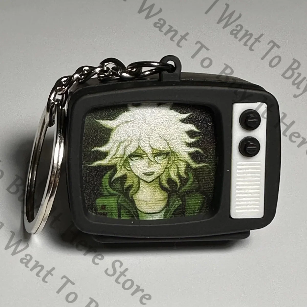 Anime Nagito Komaeda Danganronpa Cosplay Cartoon Give Out Light Mini Keychain Phonate Ornament Keyring Accessory Mascot Gift