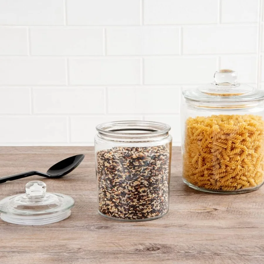 أدوات المطاعم Vetri 0.5 جالون جرة تخزين زجاجية 1 جرة بسكويت زجاجية قابلة للغسل في الأطباق ختم محكم فتحة واسعة حلوى زجاجية شفافة #4