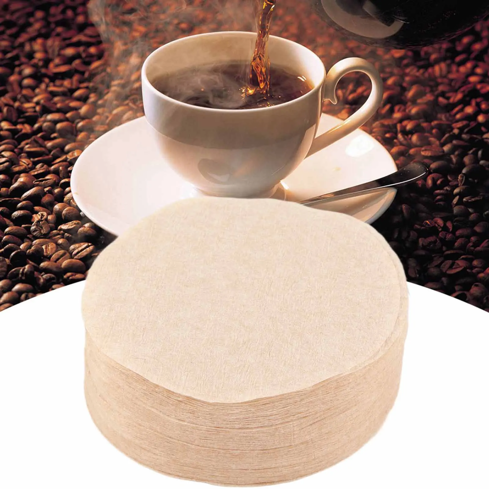 100Pcs Per Set Coffee Filter Paper Replacement Filter For Coffee Mocha (No. 6 Dia. 60mm)